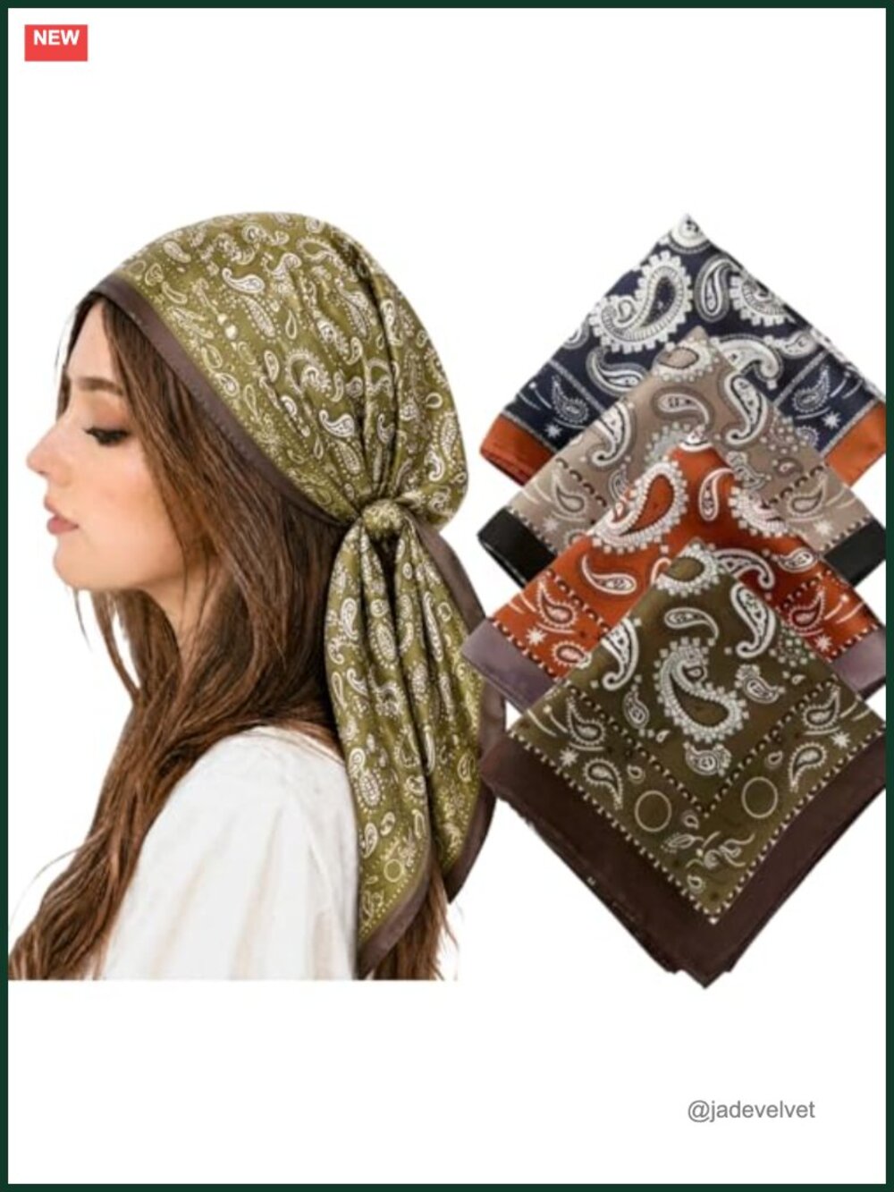 Silk Like Satin Square Scarf for Women 4 Pack Head Neck Bandana Bag Decor